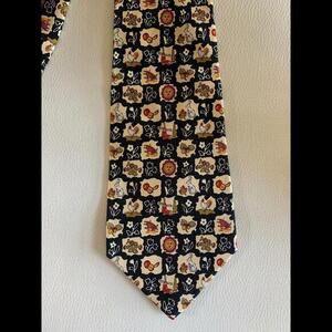 Salvatore Ferragamo MULTI COLOR RABBITS AND FLOWERS PRINT SILK TIE MADE IN ITALY